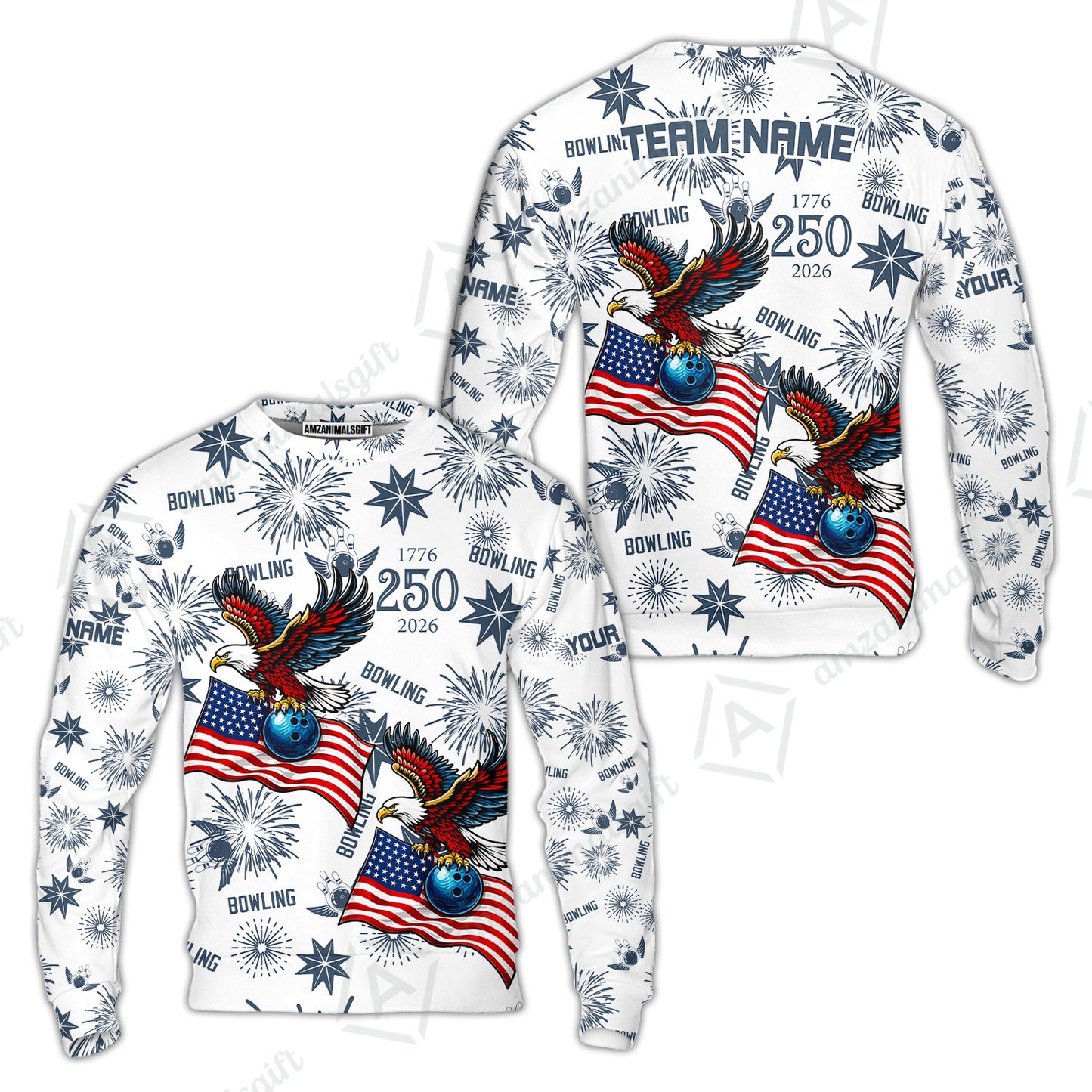 Custom Bowling Jersey Polo Shirt, USA 250 Years of Independence Bowling, Custom Bowling Jersey Team Shirt For Players With Name and Team Name