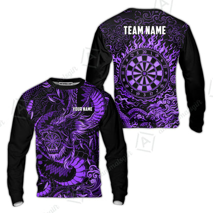 Custom Darts Jersey Polo Shirt, Dragon's Bullseye Darts, Custom Dart Jersey Team Shirt For Players With Name & Team Name