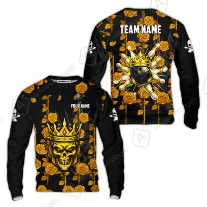 Custom Bowling Jersey Polo Shirt, Royal Skull Bowling, Custom Bowling Jersey Team Shirt For Players With Name & Team Name