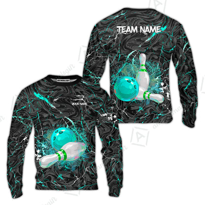 Customized Bowling Unisex Polo Shirt, Swirling Marbled Pattern Vibrant Veins, Bowling Uniforms, Personalized Name And Team Name