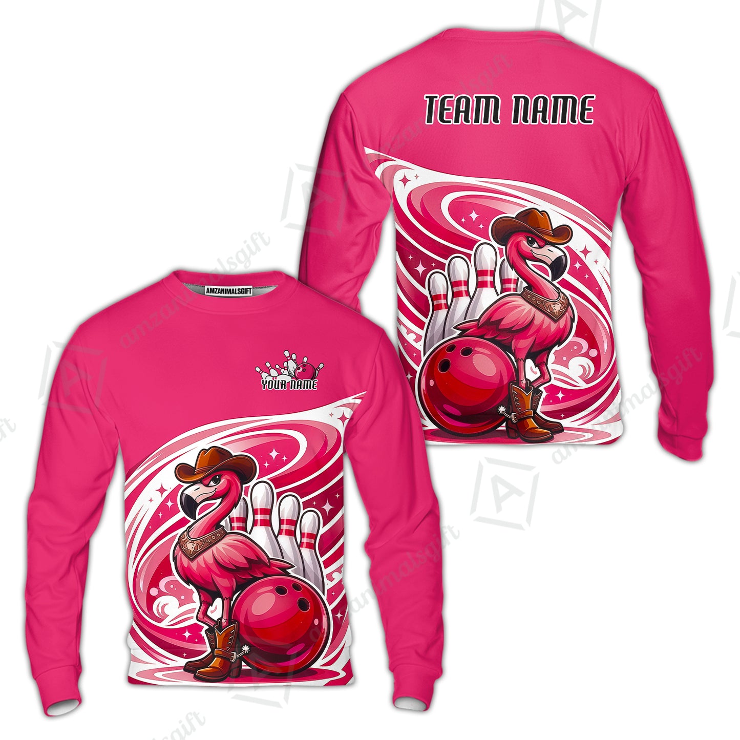 Custom Women Polo Shirt, Western Flamingo, Custom Bowling Women Polo Team Shirt For Players With Name & Team Name
