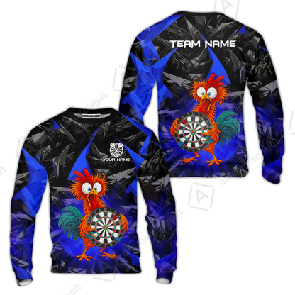 Custom Darts Team Jersey, Personalized Funky Rooster Dart Shirt For Players With Name & Team Name
