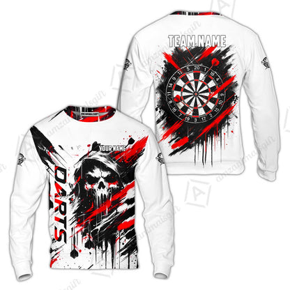 Custom Darts Jersey Polo Shirt, Grim Reaper Sketch Splatter, Custom Dart Jersey Team Shirt For Players With Name & Team Name