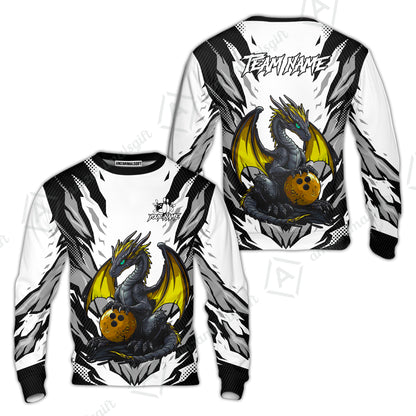 Custom Bowling Jersey Polo Shirt, Dragon Lover Custom Bowling Jersey Team Shirt For Players With Name & Team Name