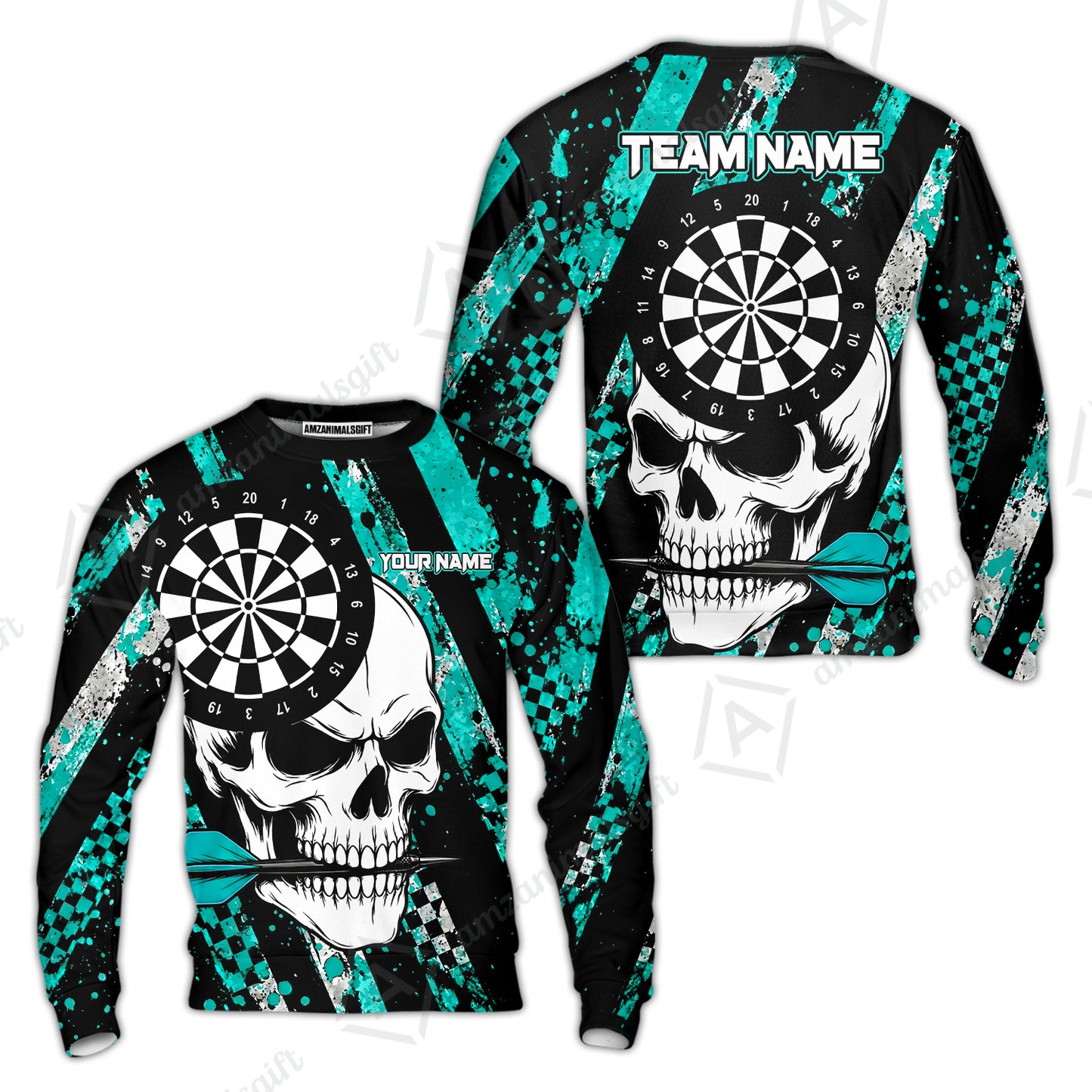 Custom Darts Jersey Polo Shirt, Skull Bites Dart, Custom Dart Jersey Team Shirt For Players With Name & Team Name