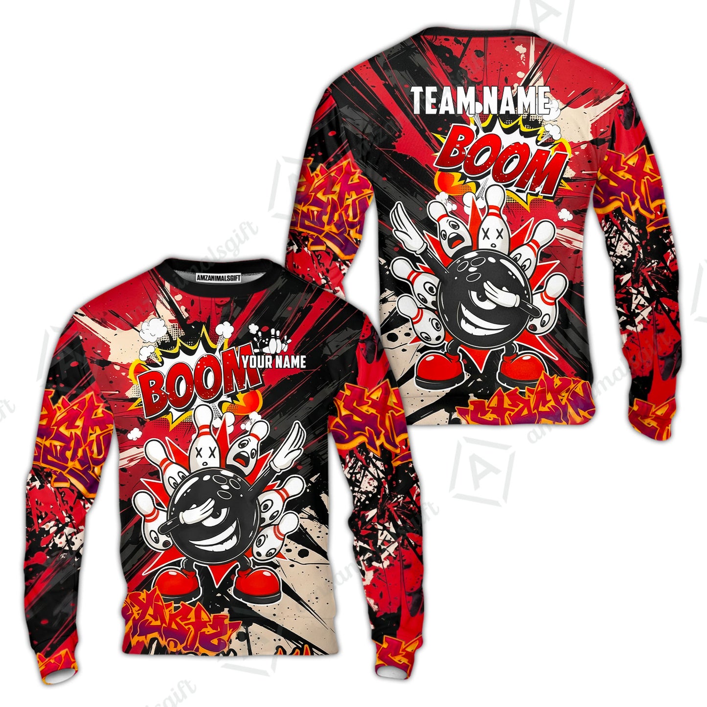 Custom Bowling Jersey Polo Shirt, Dabbing Cartoon Monster, Custom Bowling Jersey Team Shirt For Players With Name & Team Name