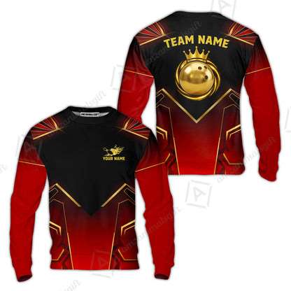 Custom Bowling Jersey Polo Shirt, Luxury Regal Golden Crown, Custom Bowling Jersey Team Shirt For Players With Name and Team Name