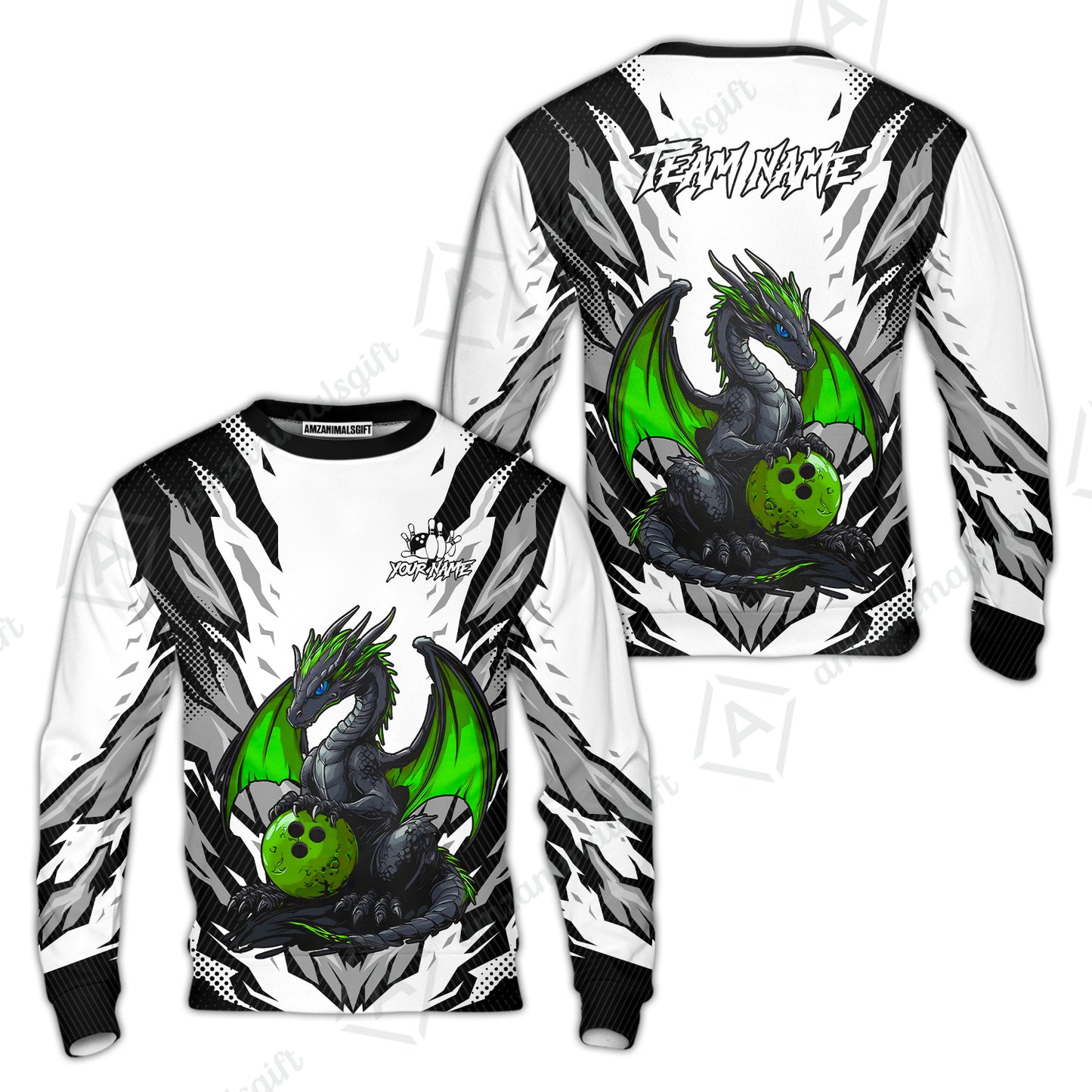 Custom Bowling Jersey Polo Shirt, Dragon Lover Custom Bowling Jersey Team Shirt For Players With Name & Team Name