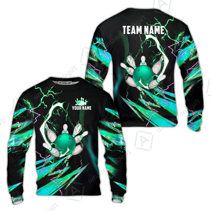 Custom Bowling Jersey Polo Shirt, Electric Strike & Neon Plasma, Custom Bowling Jersey Team Shirt For Players With Name & Team Name