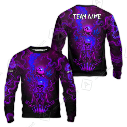 Custom Bowling Team Unisex Polo Shirt, Neon Skull CNB Bowling Custom Shirt Featuring Personalized Name and Team Name