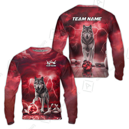 Custom Bowling Jersey Polo Shirt, Electric Wolf Bowling Custom Bowling Jersey Team Shirt For Players With Name & Team Name