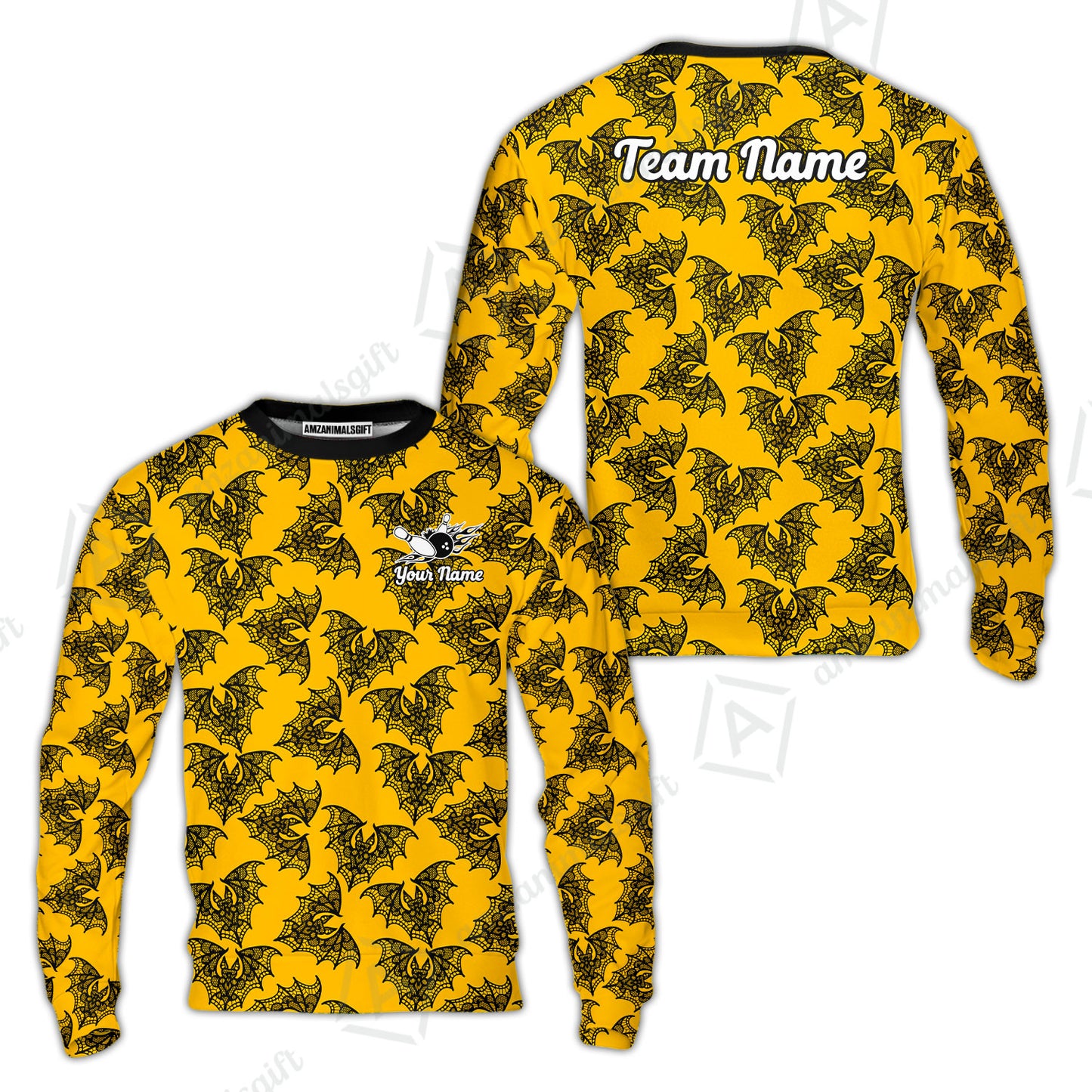 Custom Bowling Quarter Zip Polo Shirt, Lace Bats Bowling Custom Bowling Quarter Zip Team Shirt For Players With Name & Team Name