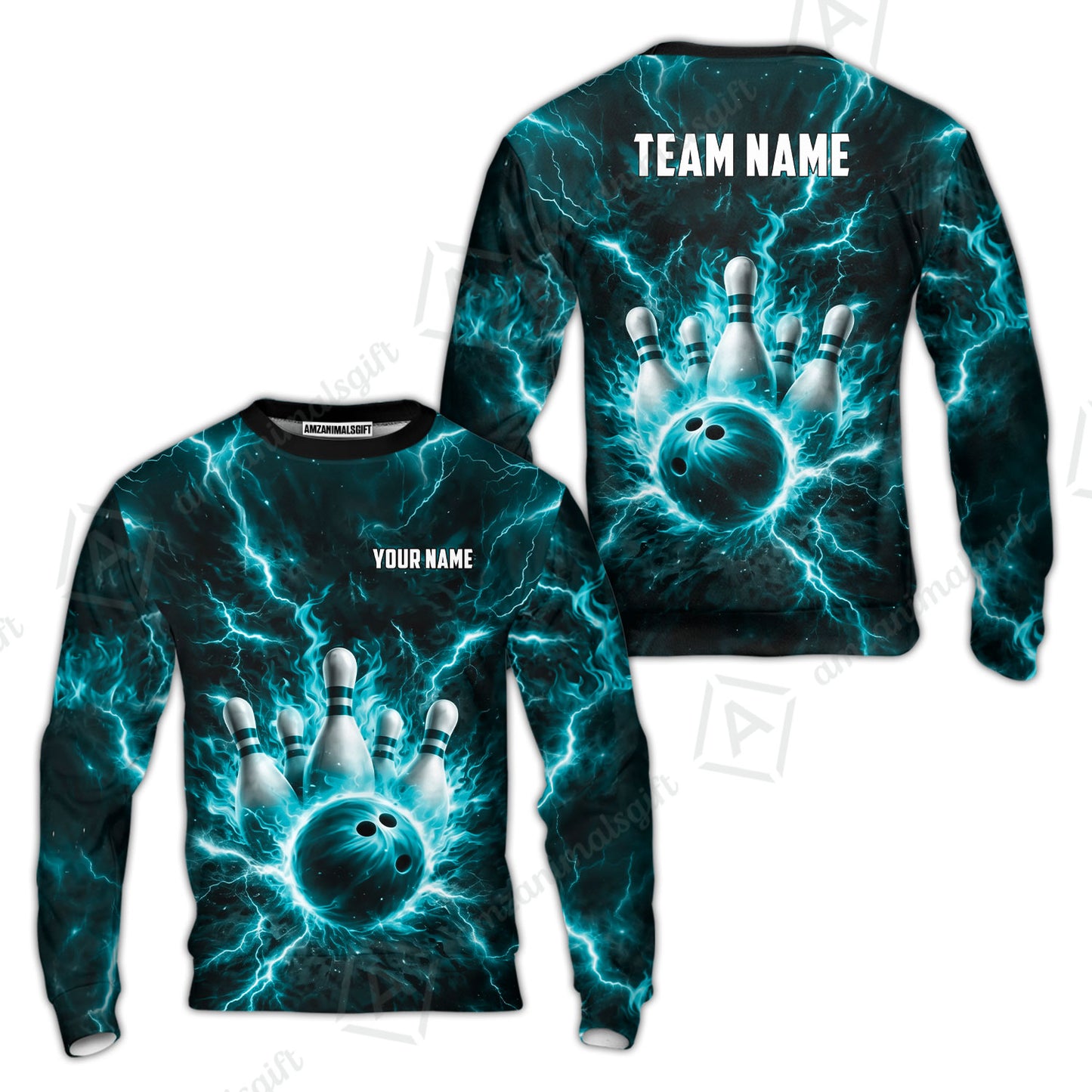 Custom Bowling Jersey Polo Shirt, Electric Lightning Storm Bowling, Custom Bowling Jersey Team Shirt For Players With Name and Team Name
