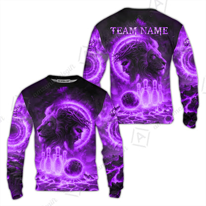 Custom Bowling Team Short Sleeve Men Polo Shirt, Flame The Lion OF Judah With Bowling, Custom Name and Team Name for Bowlers