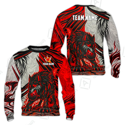 Custom Bowling Jersey Polo Shirt, Lone Wolf Strike & Emerald Frost, Custom Bowling Jersey Team Shirt For Players With Name & Team Name