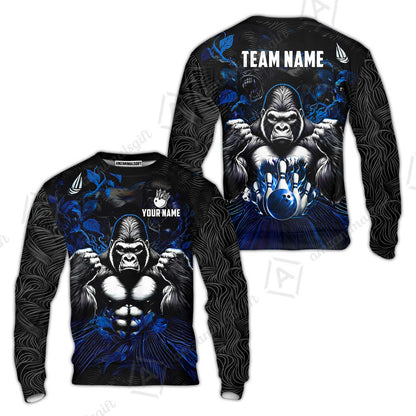 Custom Bowling Jersey Polo Shirt, Furious Gorilla Mascot, Custom Bowling Jersey Team Shirt For Players With Name & Team Name