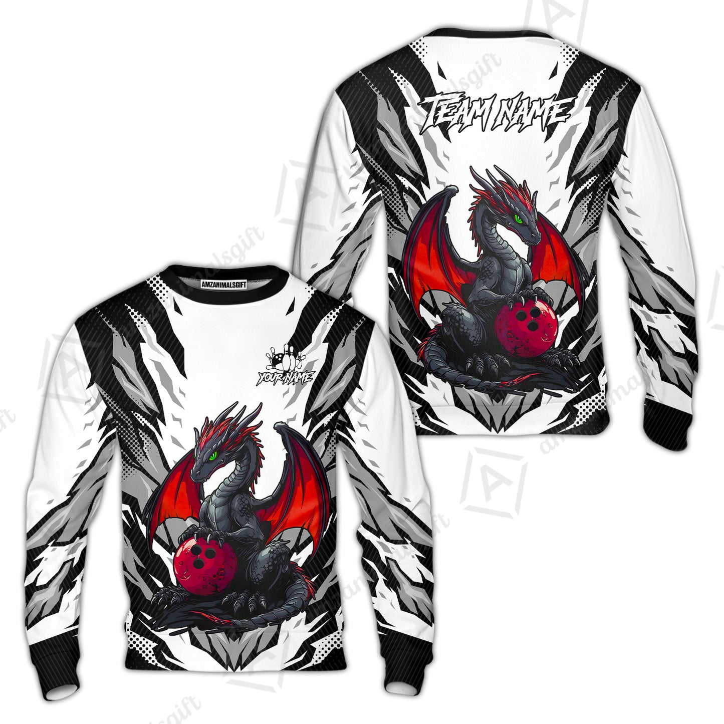 Custom Bowling Jersey Polo Shirt, Dragon Lover Custom Bowling Jersey Team Shirt For Players With Name & Team Name
