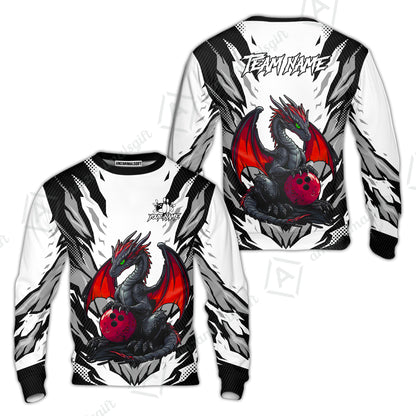 Custom Bowling Jersey Polo Shirt, Dragon Lover Custom Bowling Jersey Team Shirt For Players With Name & Team Name