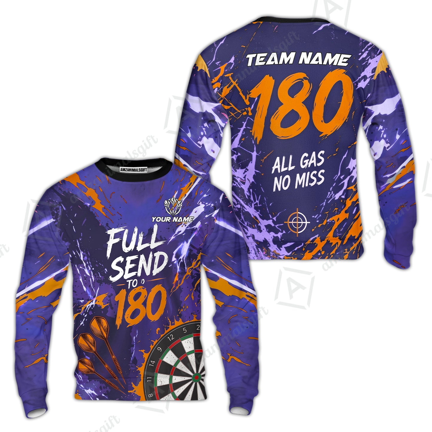 Customized Darts Team Jersey, Full Send To 180, All Gas No Miss, Personalized Polo Shirt For Players With Name & Team Name