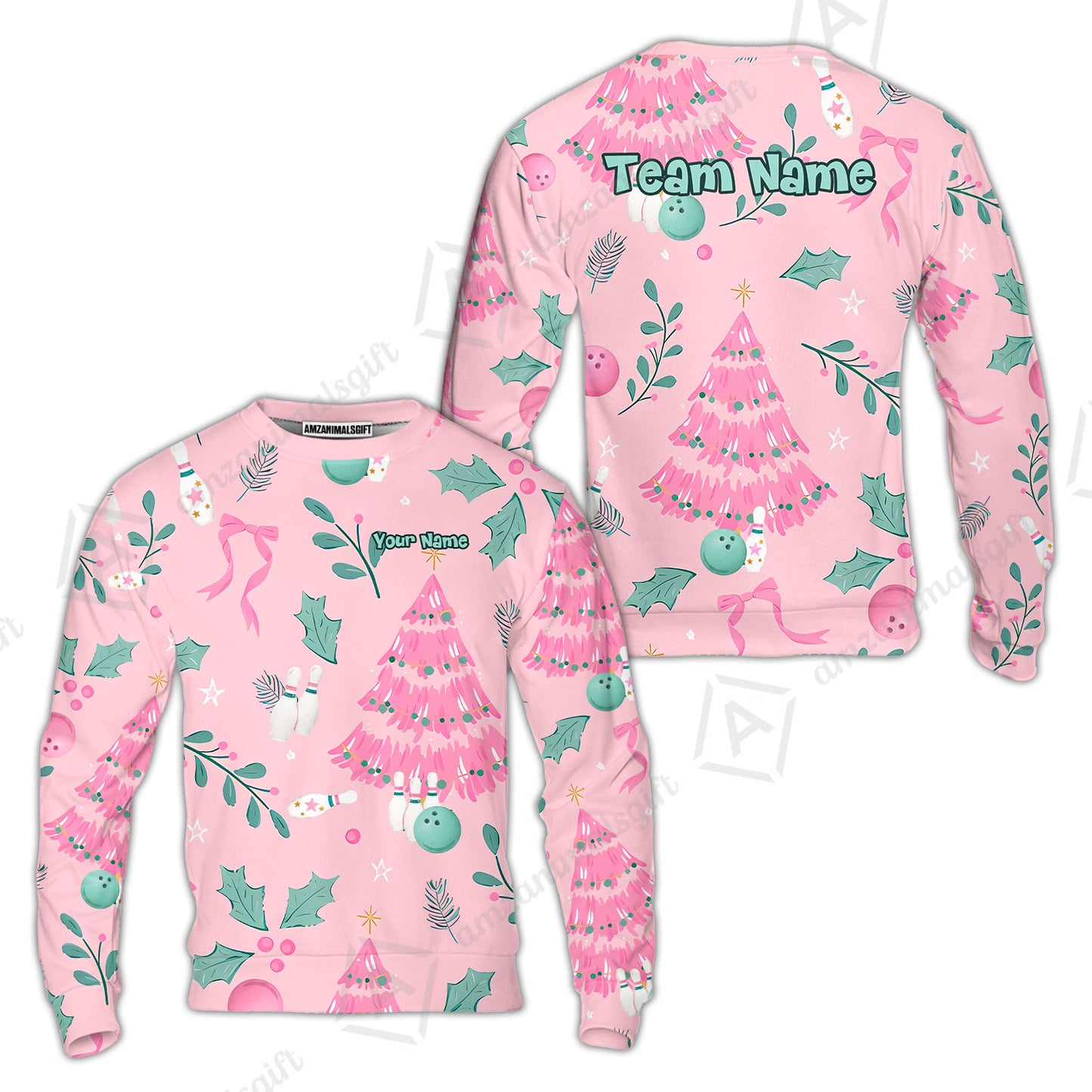 Custom Bowling Jersey Polo Shirt, Christmas Seamless Pattern Custom, Personalized Name And Team Name