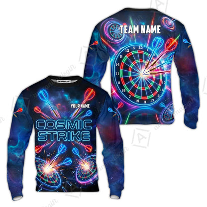 Custom Darts Team Jersey, Personalized Neon Galaxy Strike Darts Polo Shirt For Players With Name & Team Name
