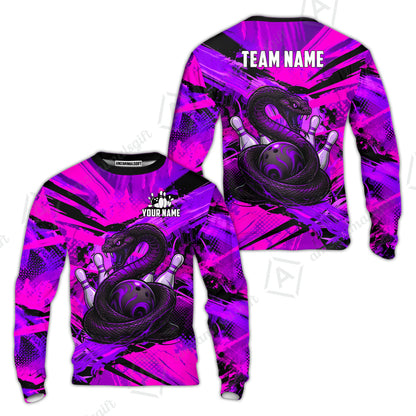 Custom Bowling Jersey Polo Shirt, Viper Venom Strike & Cyberpunk Splash, Custom Bowling Jersey Team Shirt For Players With Name & Team Name