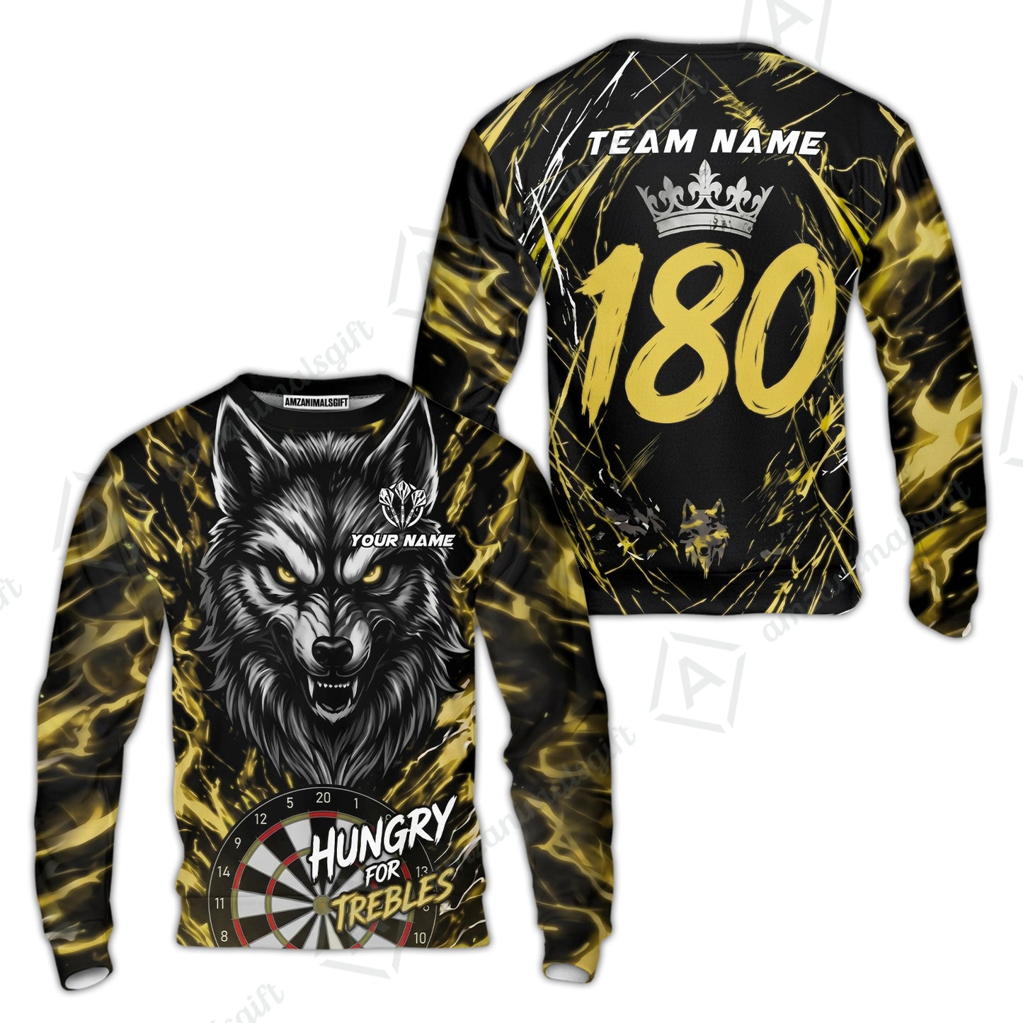 Custom Darts Jersey Polo Shirt, Wolf 180, Custom Dart Jersey Team Shirt For Players With Name & Team Name