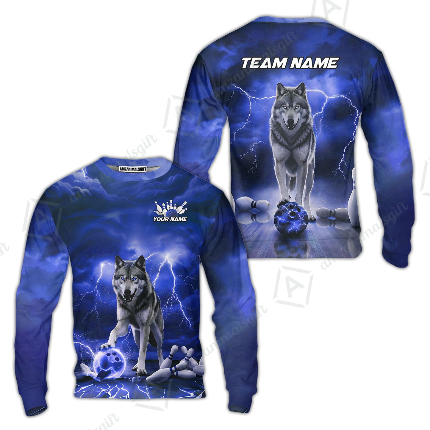 Custom Bowling Jersey Polo Shirt, Electric Wolf Bowling Custom Bowling Jersey Team Shirt For Players With Name & Team Name