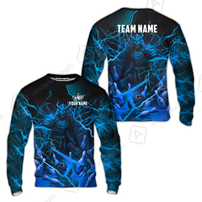 Custom Bowling Jersey Polo Shirt, Fiery Samurai Strike, Custom Bowling Jersey Team Shirt For Players With Name & Team Name