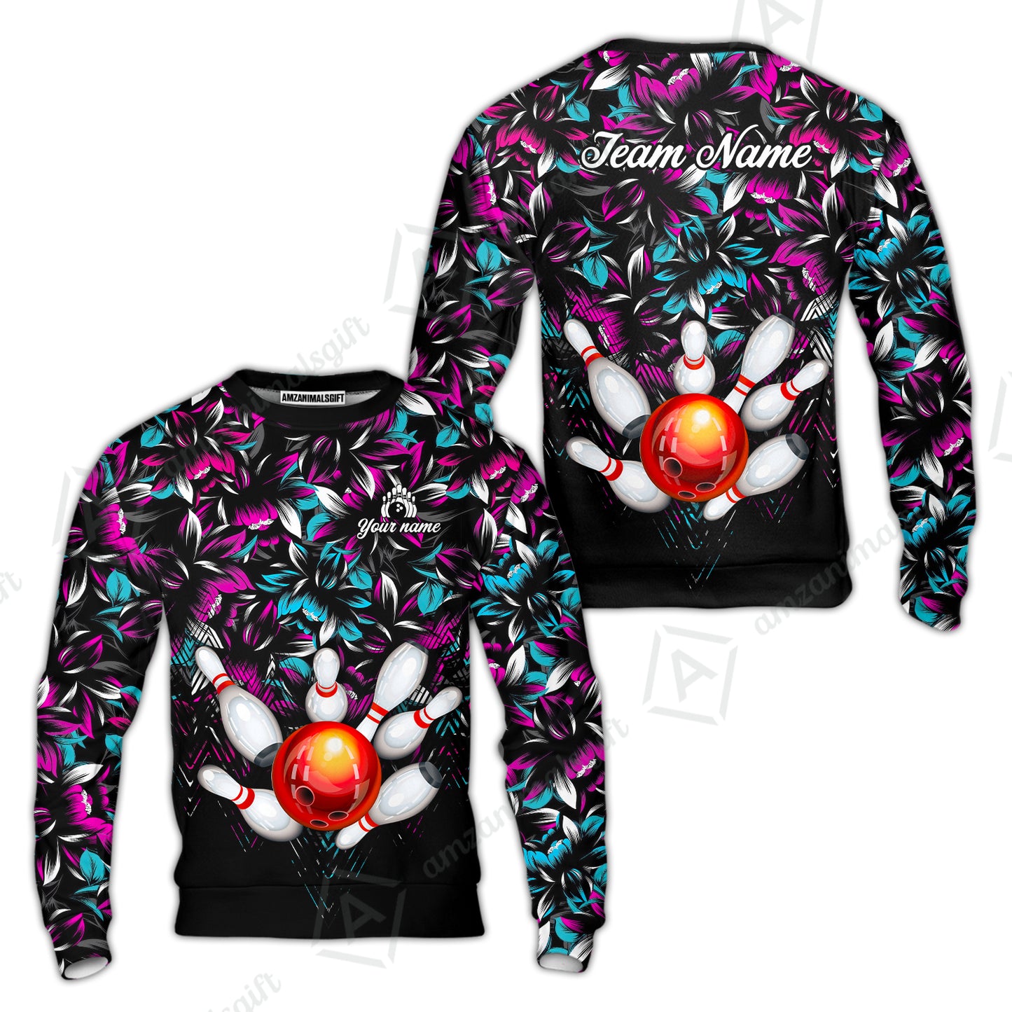Custom Bowling Jersey Polo Shirt, Tropical Floral Bowling, Custom Bowling Jersey Team Shirt For Players With Name & Team Name