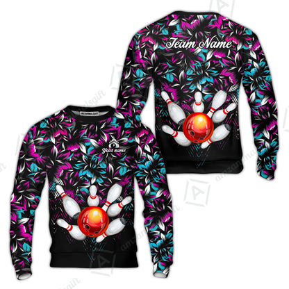 Custom Bowling Jersey Polo Shirt, Tropical Floral Bowling, Custom Bowling Jersey Team Shirt For Players With Name & Team Name