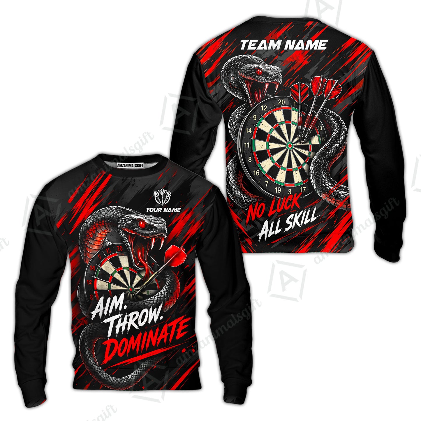 Customized Darts Team Jersey, Personalized Snake Darts Abstract Background Polo Shirt For Players With Name & Team Name