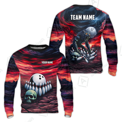 Custom Full Moon Werewolf Bowling Jersey Polo Shirt, Custom Full Moon Werewolf Bowling Jersey Team Shirt For Players With Name & Team Name