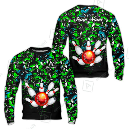 Custom Bowling Jersey Polo Shirt, Tropical Floral Bowling, Custom Bowling Jersey Team Shirt For Players With Name & Team Name