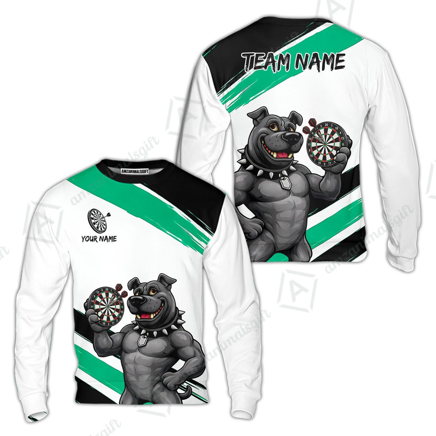 Custom Darts Jersey Polo Shirt, Pitbull Hold Dart Board, Custom Dart Jersey Team Shirt For Players With Name & Team Name