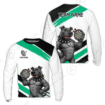 Custom Darts Jersey Polo Shirt, Pitbull Hold Dart Board, Custom Dart Jersey Team Shirt For Players With Name & Team Name