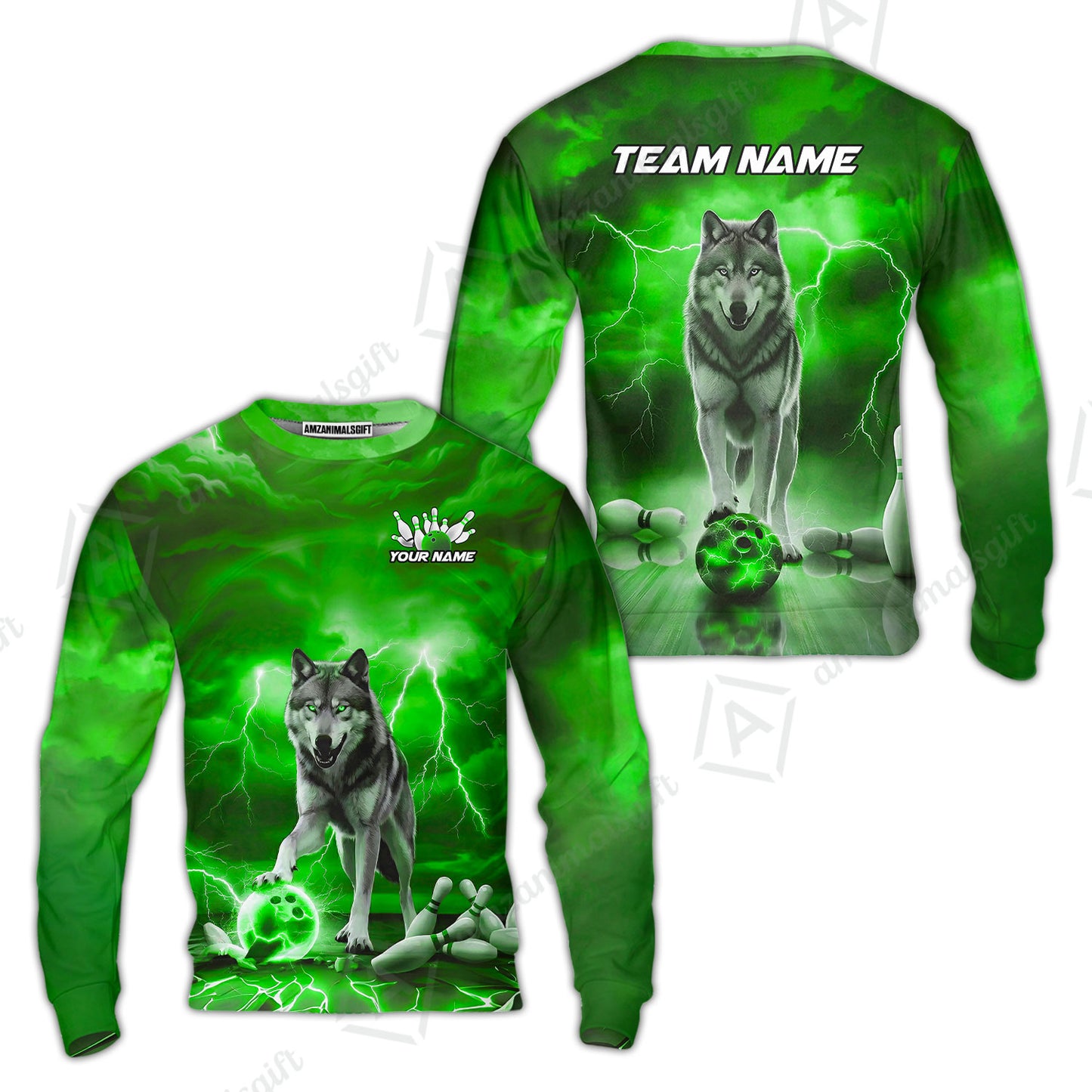 Custom Bowling Jersey Polo Shirt, Electric Wolf Bowling Custom Bowling Jersey Team Shirt For Players With Name & Team Name
