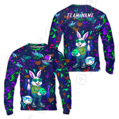 Custom Hip Hop Rabbit Bowling Jersey Polo Shirt, Custom Hip Hop Rabbit Bowling Jersey Team Shirt For Players With Name & Team Name