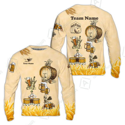 Custom Bowling Jersey Polo, Beer 3 Scale, Custom Bowling Jersey Team Shirt For Players With Name & Team Name