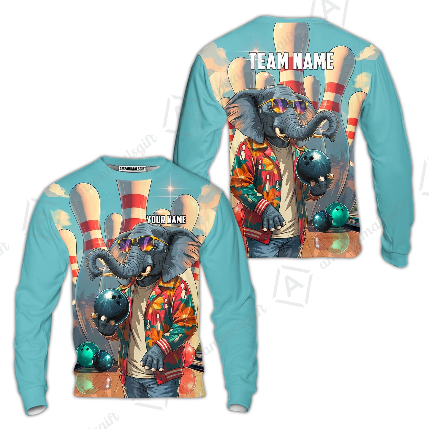 Custom Bowling Jersey Polo Shirt, Cool Elephant Bowling, Custom Bowling Jersey Team Shirt For Players With Name and Team Name