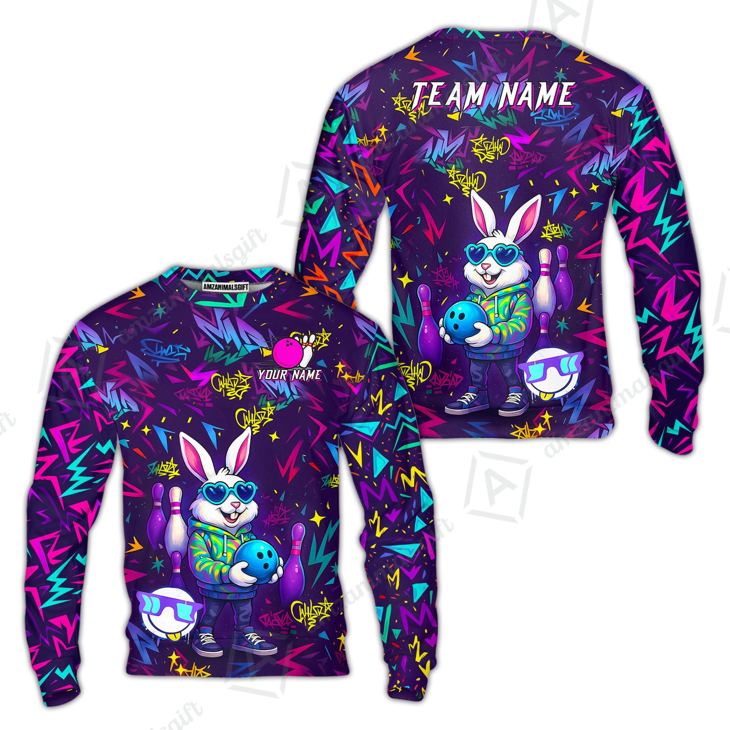 Custom Hip Hop Rabbit Bowling Jersey Polo Shirt, Custom Hip Hop Rabbit Bowling Jersey Team Shirt For Players With Name & Team Name