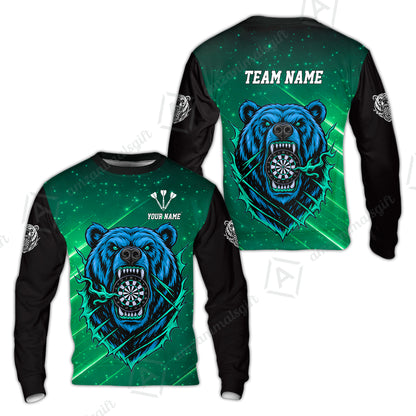 Custom Darts Team Jersey, Personalized Furious Bear Dart Polo Shirt for Players with Name & Team Name