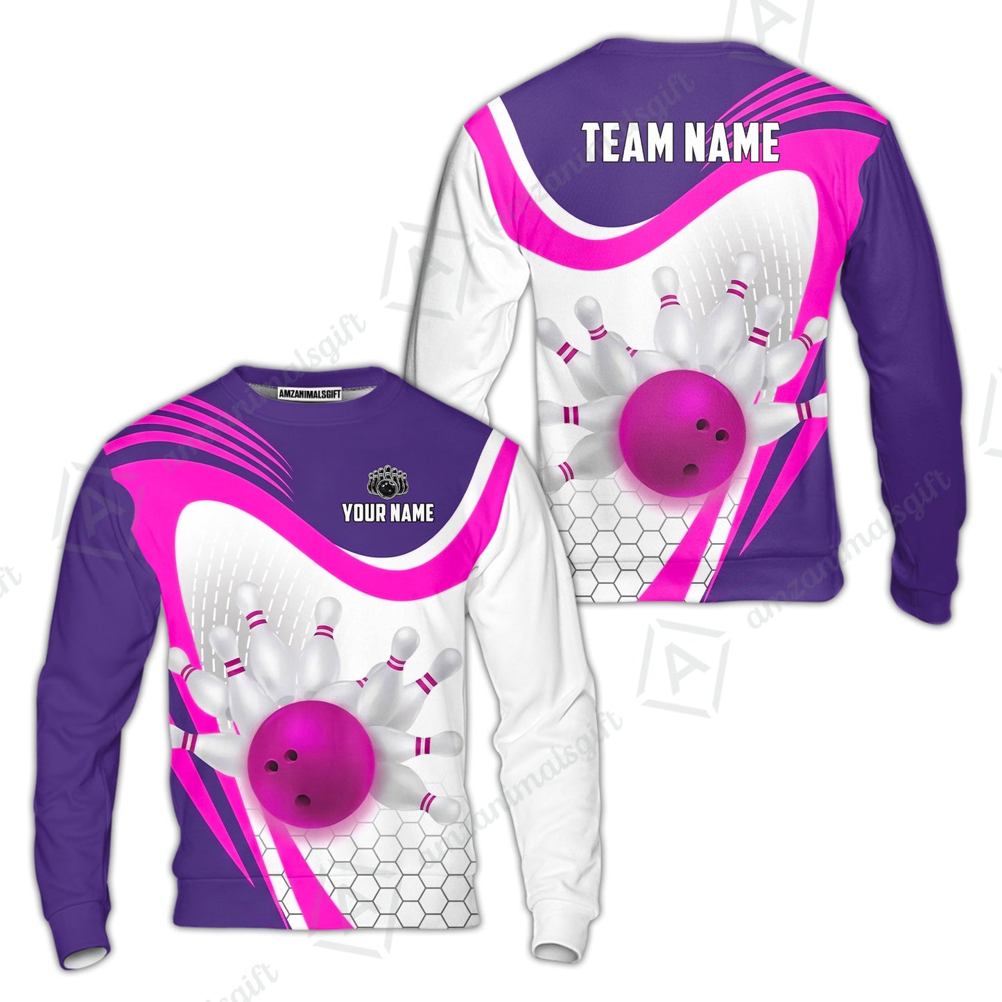 Custom Bowling Jersey Polo Shirt, Geometric Streamline & Fresh Mint, Custom Bowling Jersey Team Shirt For Players With Name & Team Name