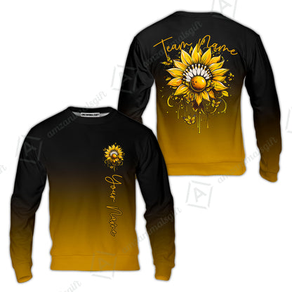 Custom Bowling Jersey Polo Shirt, Sunflower Bowling Pin Gradient Background, Custom Bowling Jersey Team Shirt For Players With Name and Team Name