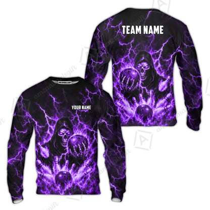 Custom Bowling Jersey Polo Shirt, Lightning Grim Reaper, Custom Bowling Jersey Team Shirt For Players With Name & Team Name