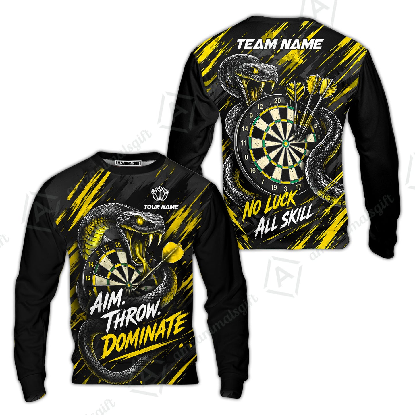 Customized Darts Team Jersey, Personalized Snake Darts Abstract Background Polo Shirt For Players With Name & Team Name