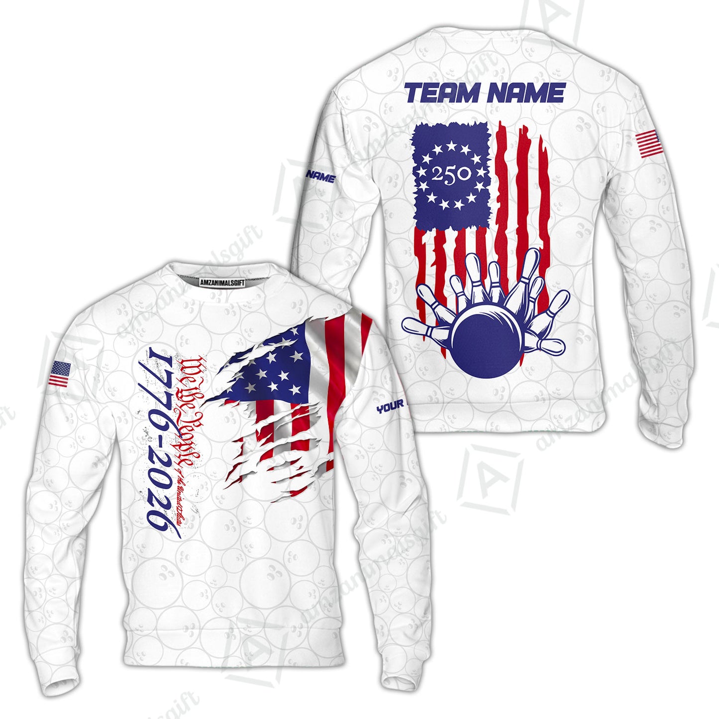 Custom Bowling Jersey Polo Shirt, Semiquincentennial USA 250, Custom Bowling Jersey Team Shirt For Players With Name and Team Name