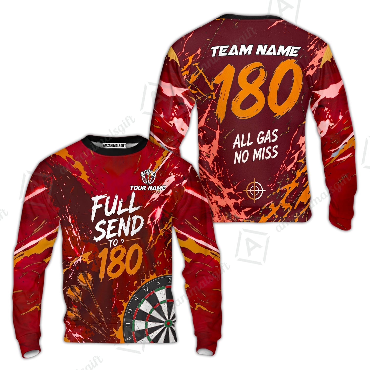 Customized Darts Team Jersey, Full Send To 180, All Gas No Miss, Personalized Polo Shirt For Players With Name & Team Name