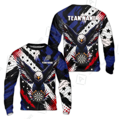 Custom Dart Jersey Team Shirt For Players, American Flag and Eagle Hold Board, Personalize Name and Team Name