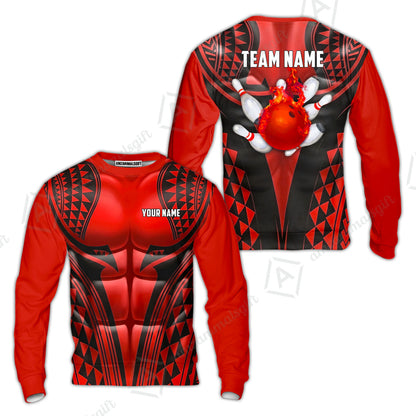 Custom Bowling Jersey Polo Shirt, Polynesian Strike, Custom Bowling Jersey Team Shirt For Players With Name & Team Name